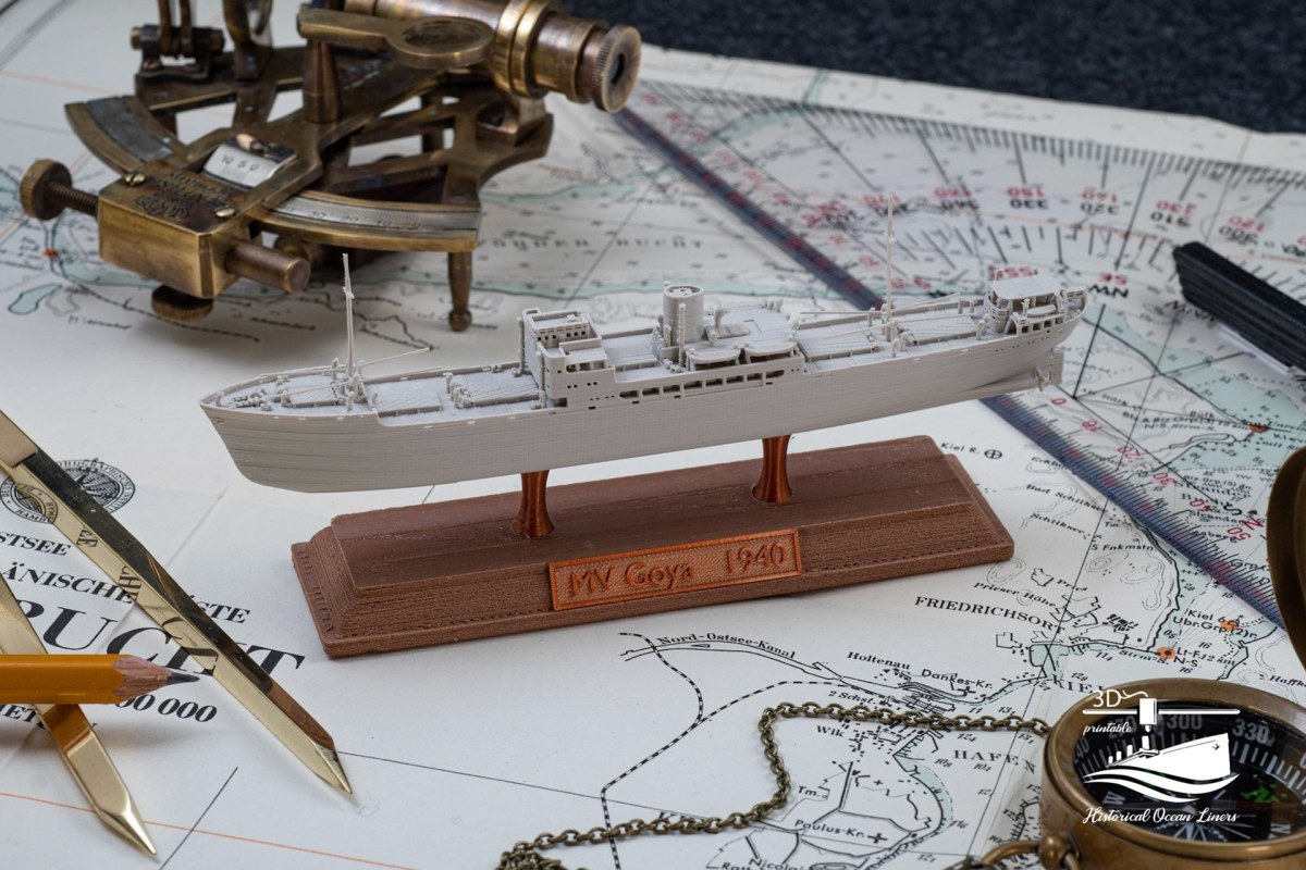 MV Goya (1940) – 3D-Druck-Modell im Maßstab 1:1000, Ansicht 1 von 5