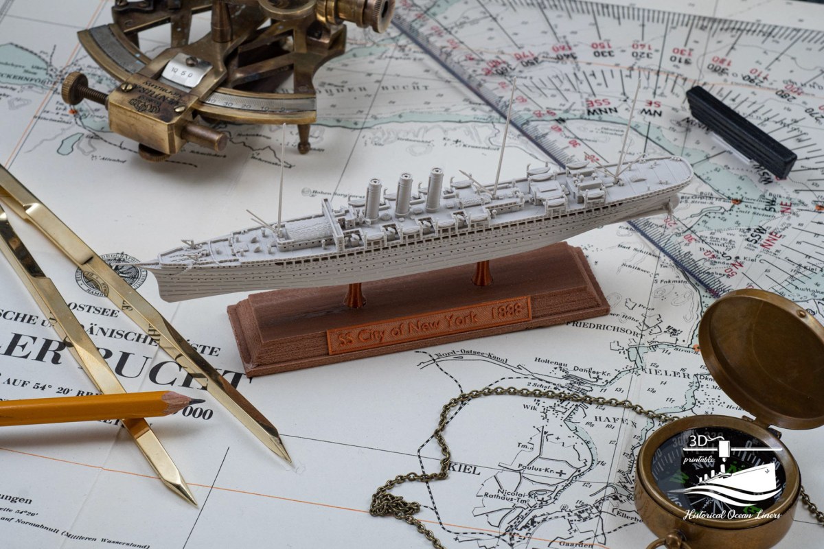 SS City of New York (1888) – 3D-Druck-Modell im Maßstab 1:1000, Ansicht 1 von 5