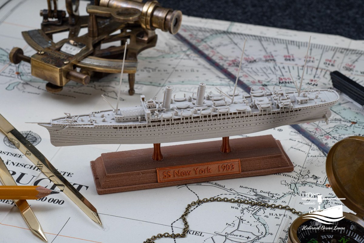 SS New York (1893) – 3D-Druck-Modell im Maßstab 1:1000, Ansicht 1 von 5