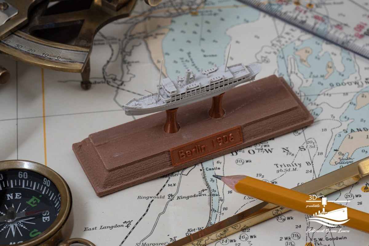 Saloon steamer Berlin (1906) – 3D-Druck-Modell im Maßstab 1:1000, Ansicht 1 von 5