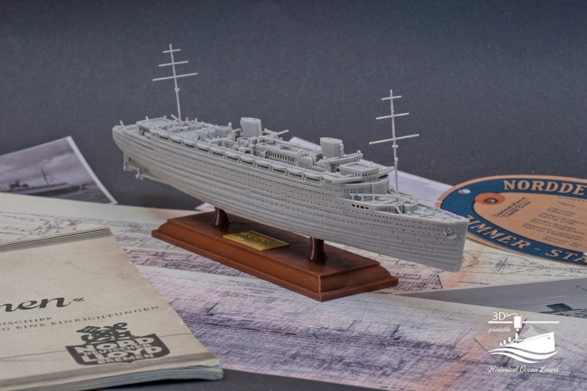 SS Bremen (1929) – 3D-Druck-Modell im Maßstab 1:1000, Ansicht 1 von 12