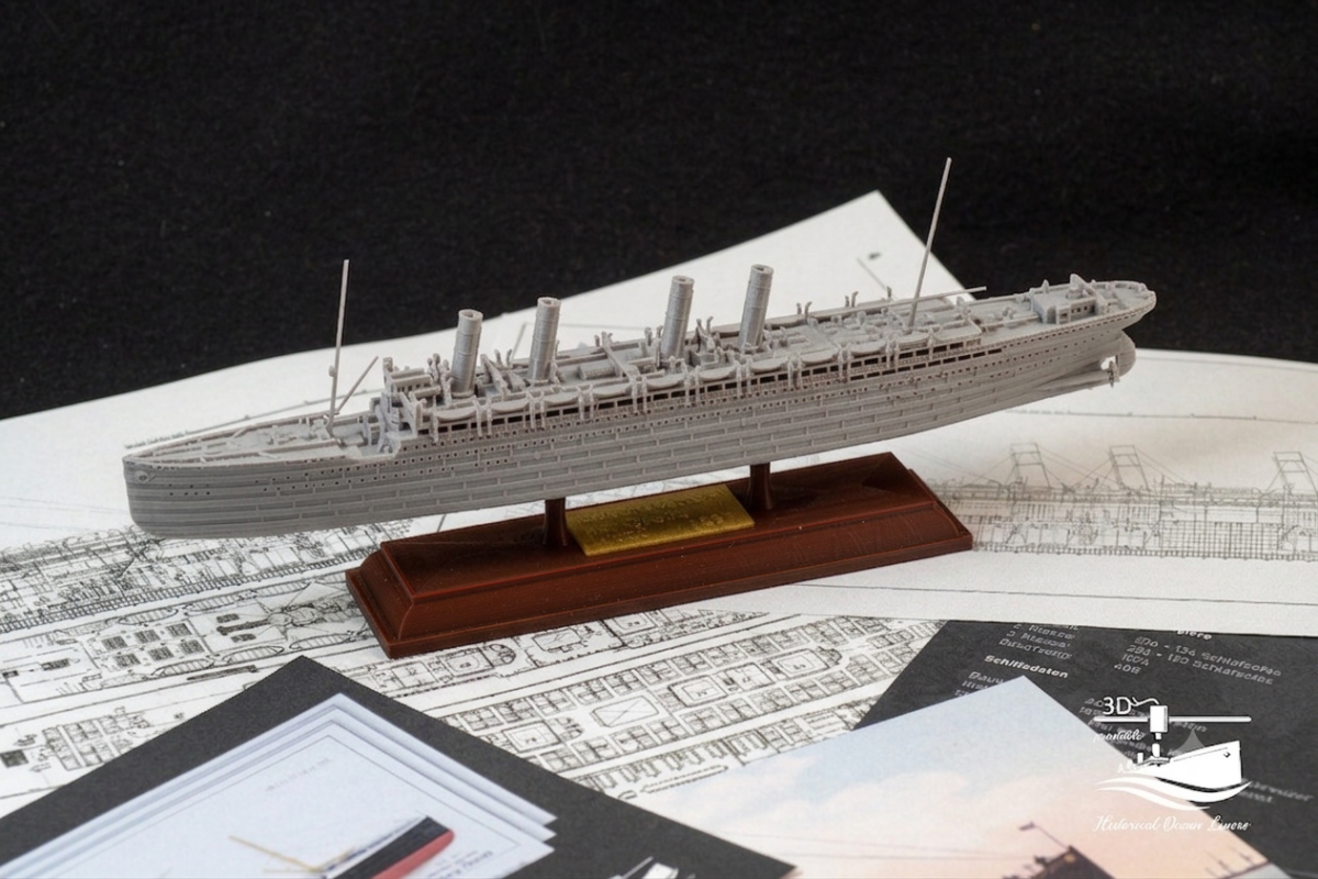 SS Kaiser Wilhelm der Grosse (1897) – 3D-Druck-Modell im Maßstab 1:1000, Ansicht 1 von 8