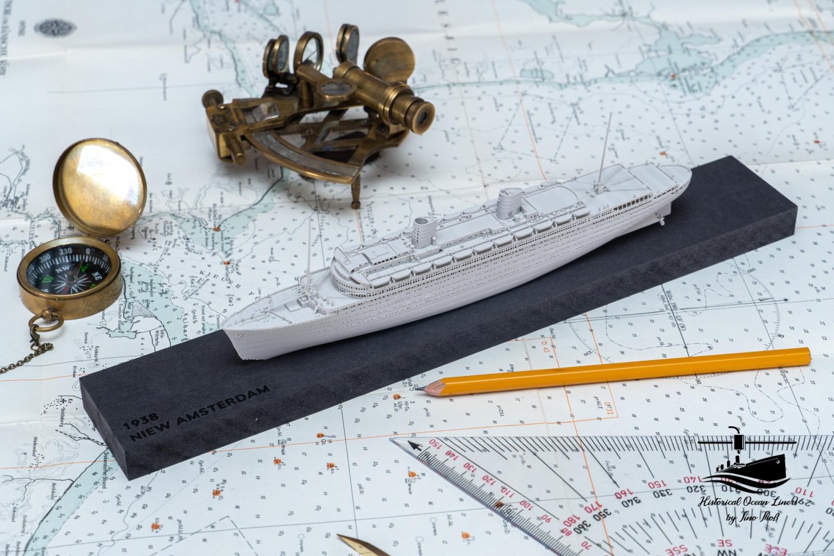 SS Nieuw Amsterdam (1937) – 3D-Druck-Modell im Maßstab 1:1000, Ansicht 1 von 10